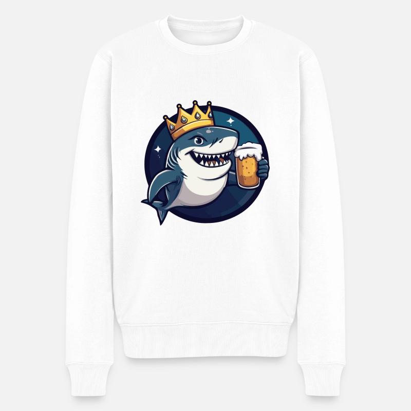 Hai Bier Comic - Männer Premium Bio Pullover - Weiß