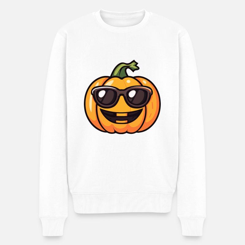 Kürbis Halloween Herbst - Männer Premium Bio Pullover - Weiß