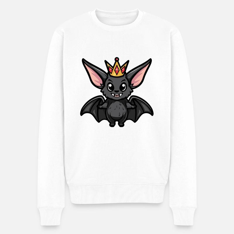 Fledermaus Comic Krone - Männer Premium Bio Pullover - Weiß