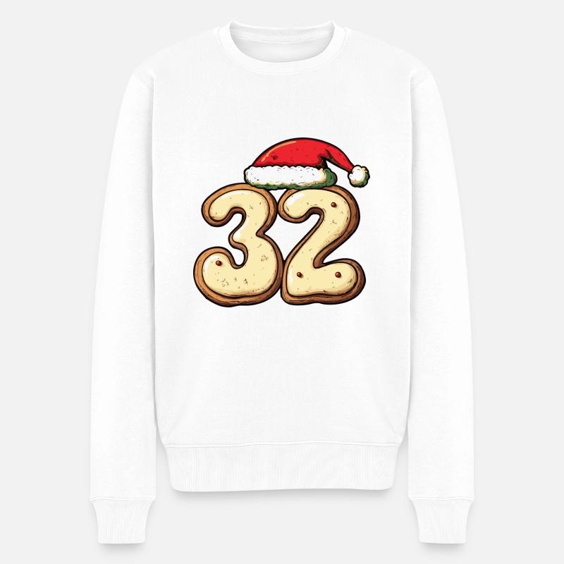 32 Zahl Weihnachten - Männer Premium Bio Pullover - Weiß