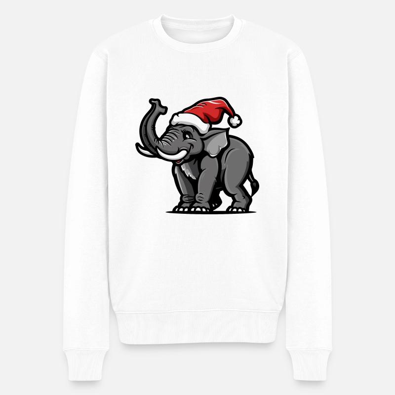 Elefant Mammut Weihnachten - Männer Premium Bio Pullover - Weiß