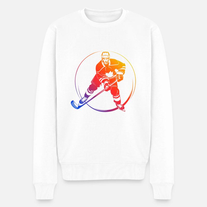 Hockey Spieler Bunt - Männer Premium Bio Pullover - Weiß