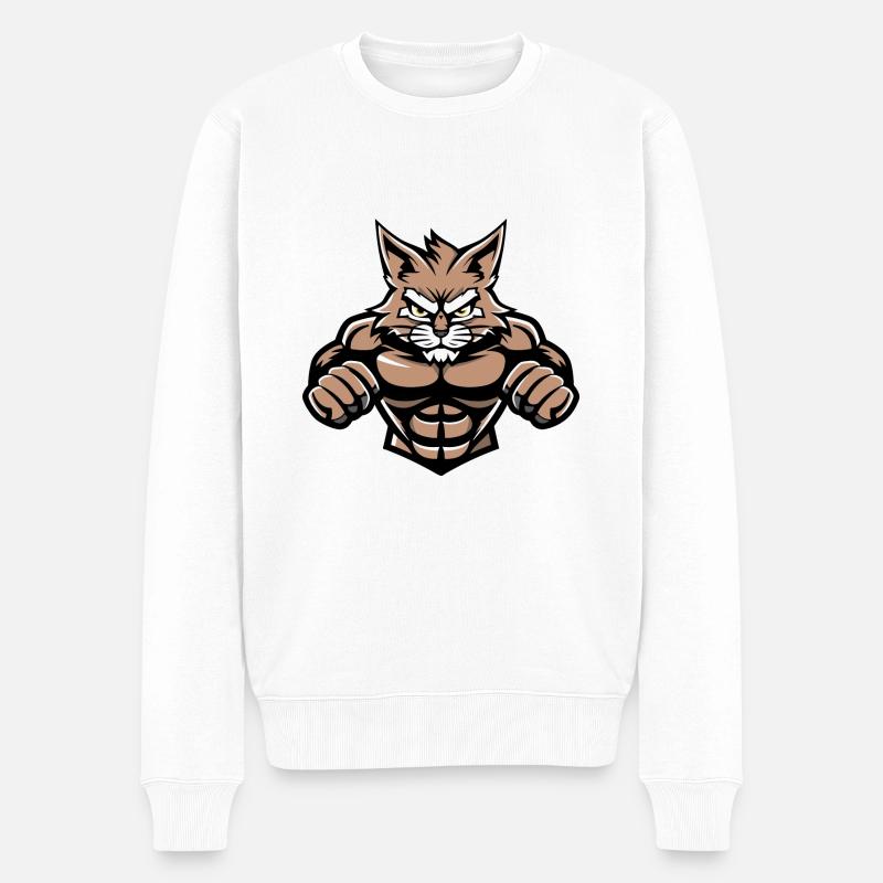 Musculation des muscles du chat - Pull Premium bio Homme - blanc