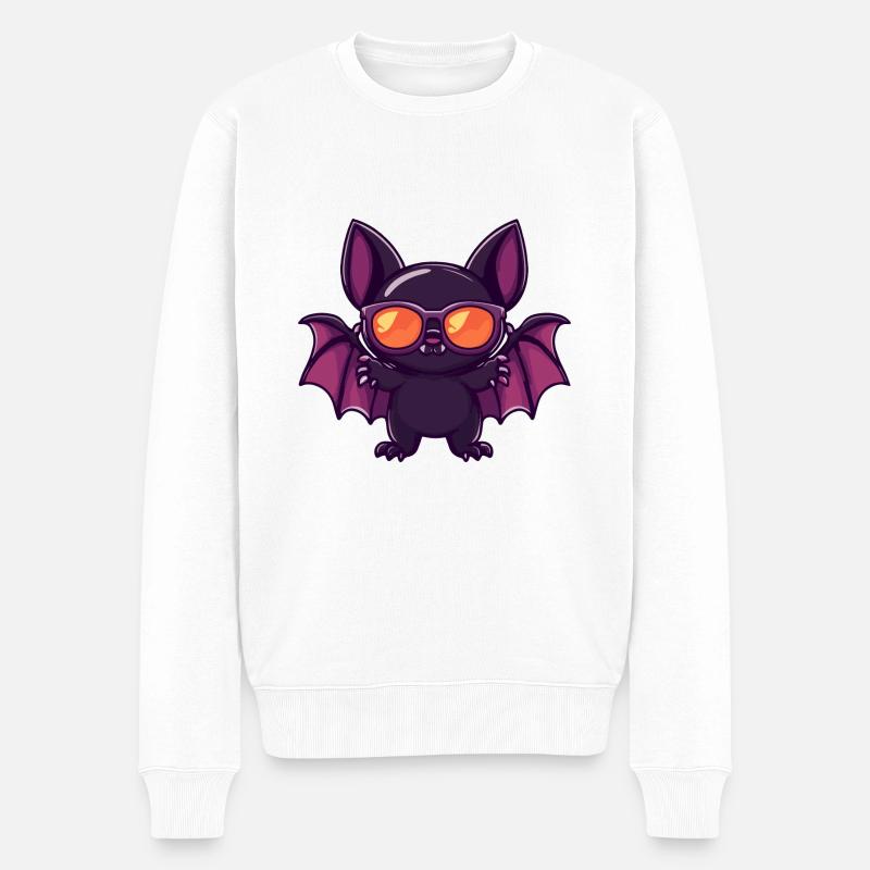Fledermaus Halloween Cool - Männer Premium Bio Pullover - Weiß