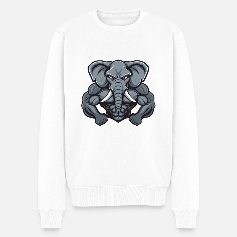 Musculation des muscles de l’éléphant - Pull Premium bio Homme - blanc