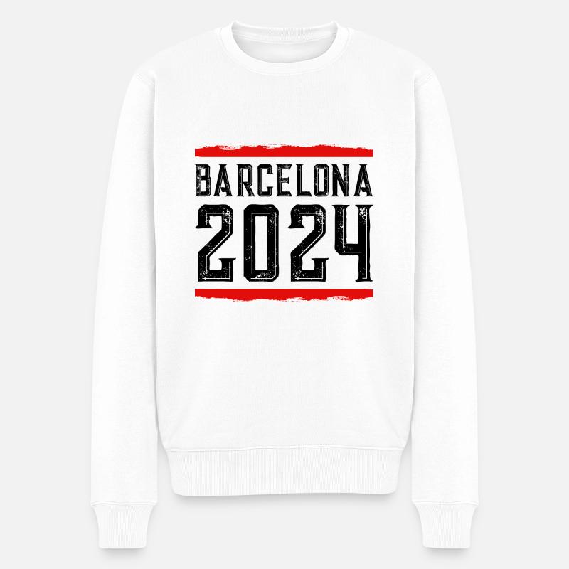 Barcelone 2024 - Pull Premium bio Homme - blanc