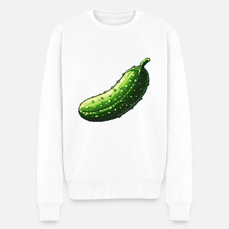 Gurke Pixel Gamer - Männer Premium Bio Pullover - Weiß