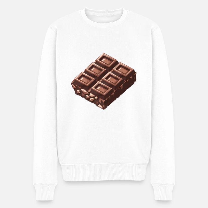 Schokolade Pixel Gamer - Männer Premium Bio Pullover - Weiß