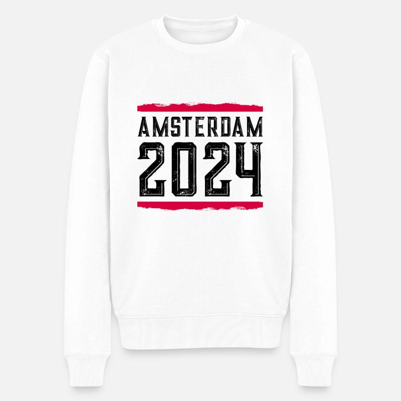 Amsterdam 2024 - Männer Premium Bio Pullover - Weiß