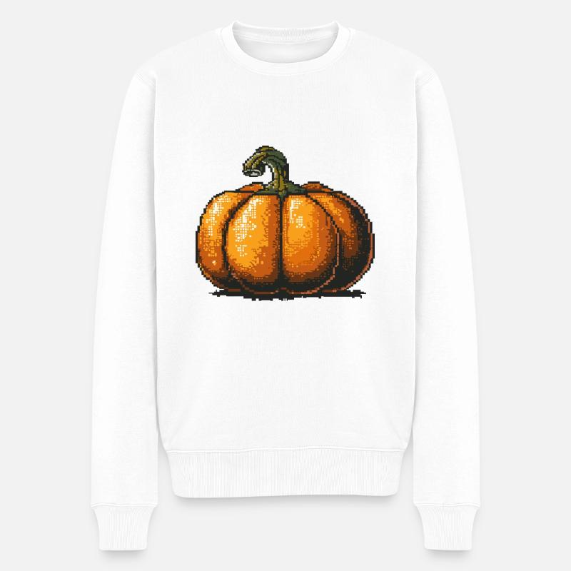Joueur de pixels citrouille - Pull Premium bio Homme - blanc