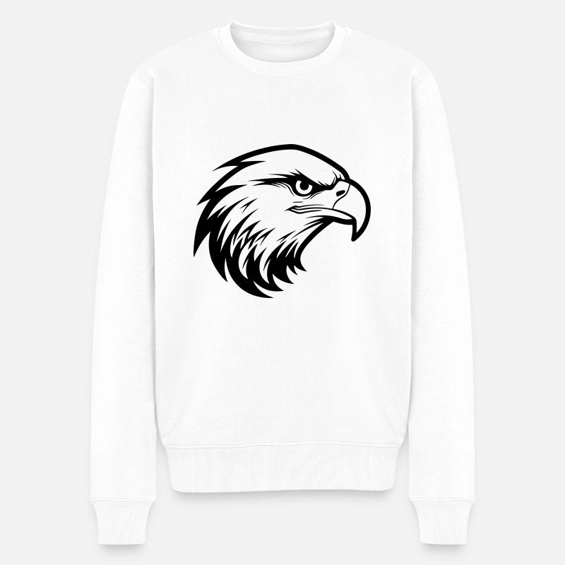 Adler Kopf - Männer Premium Bio Pullover - Weiß