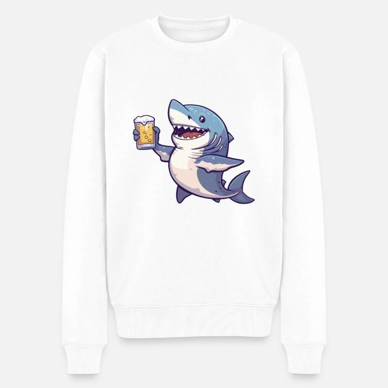 Hai Bier Comic Party - Männer Premium Bio Pullover - Weiß
