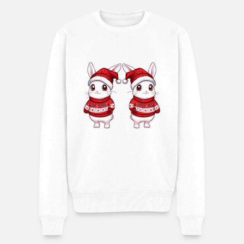 Hase Weihnachten Team - Männer Premium Bio Pullover - Weiß