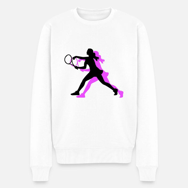 Tennis Spielerin Symbol - Männer Premium Bio Pullover - Weiß