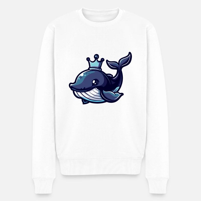 Wal Comic Krone - Männer Premium Bio Pullover - Weiß