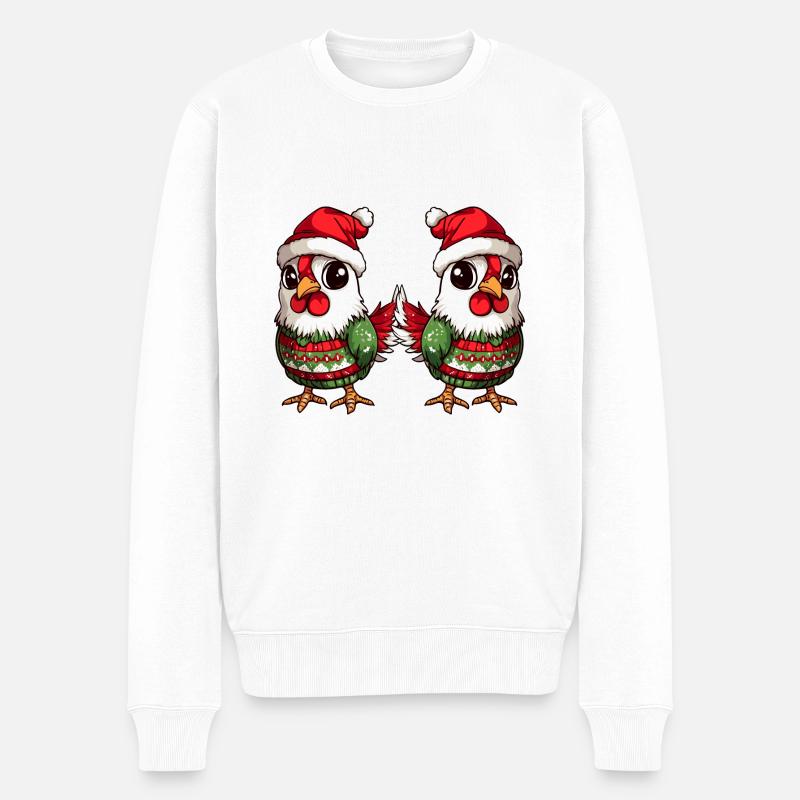 Hahn Weihnachten Team - Männer Premium Bio Pullover - Weiß