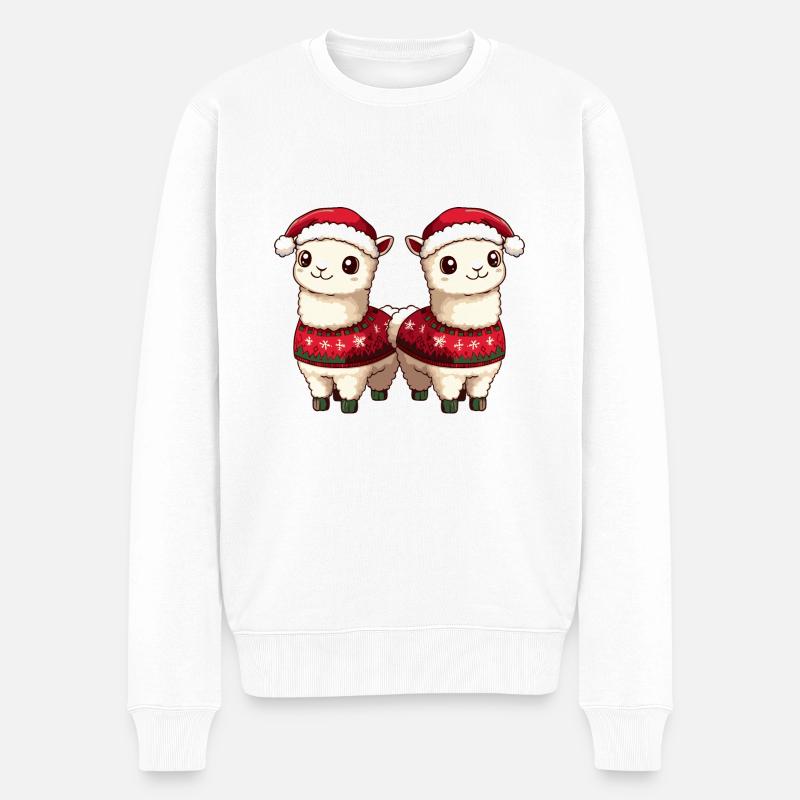 Alpaka Llama Weihnachten Team - Männer Premium Bio Pullover - Weiß