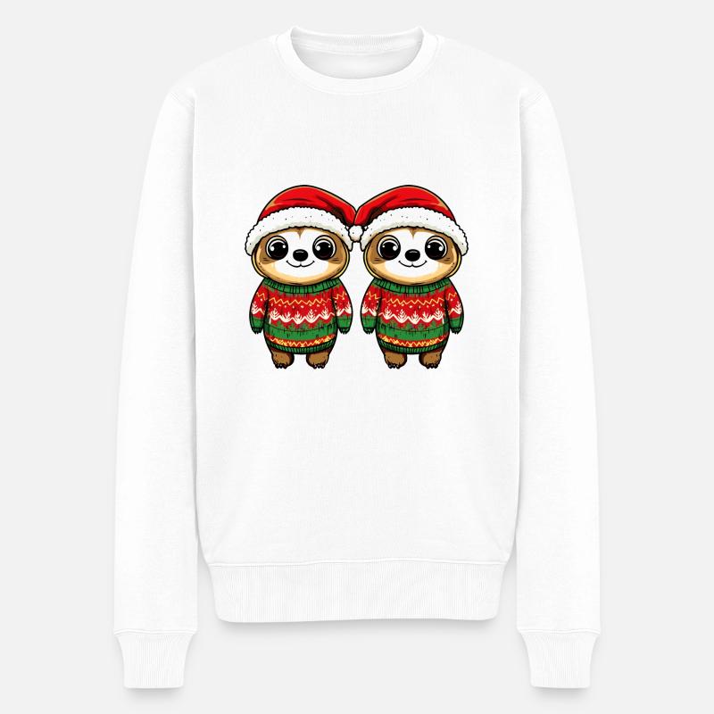 Faultier Weihnachten Team - Männer Premium Bio Pullover - Weiß
