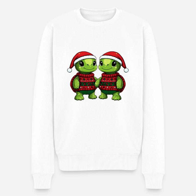 Schildkröte Weihnachten Team - Männer Premium Bio Pullover - Weiß