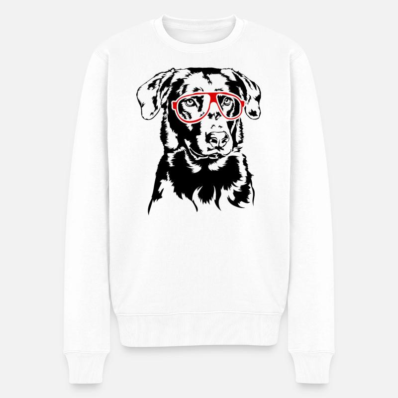 Lustiger BEAUCERON Brille Hunde Hund Wilsigns - Männer Premium Bio Pullover - Weiß