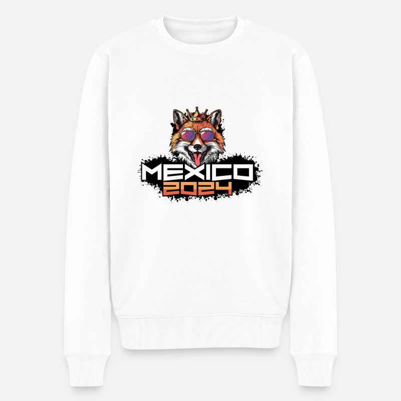 Mexiko 2024 Party Fuchs - Männer Premium Bio Pullover - Weiß