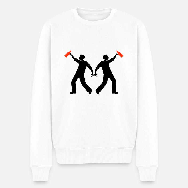 Silhouette buvant de la bière - Pull Premium bio Homme - blanc