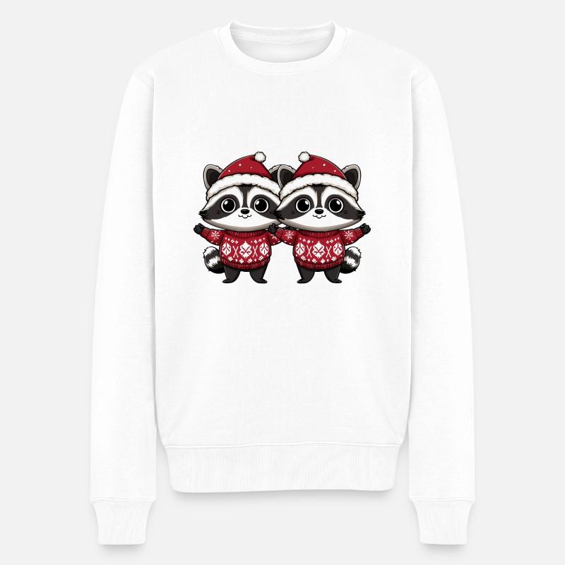 Waschbär Weihnachten Team - Männer Premium Bio Pullover - Weiß