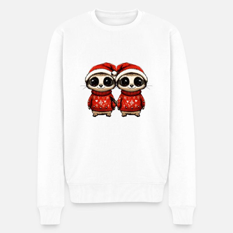 Erdmännchen Weihnachten Team - Männer Premium Bio Pullover - Weiß