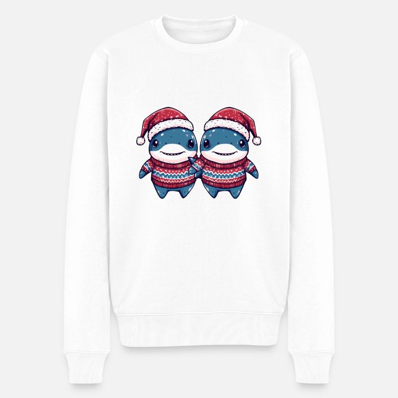 L’équipe de Noël des requins - Pull Premium bio Homme - blanc