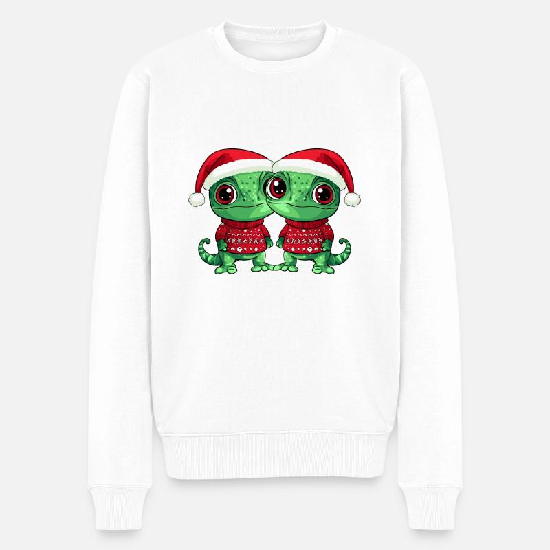 Chameleon Weihnachten Team - Männer Premium Bio Pullover - Weiß