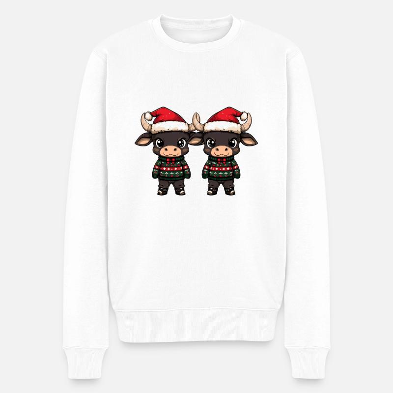 Stier Weihnachten Team - Männer Premium Bio Pullover - Weiß