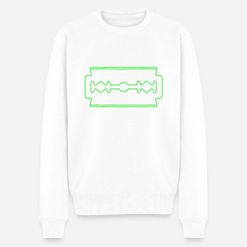 Rasierklinge - Männer Premium Bio Pullover - Weiß
