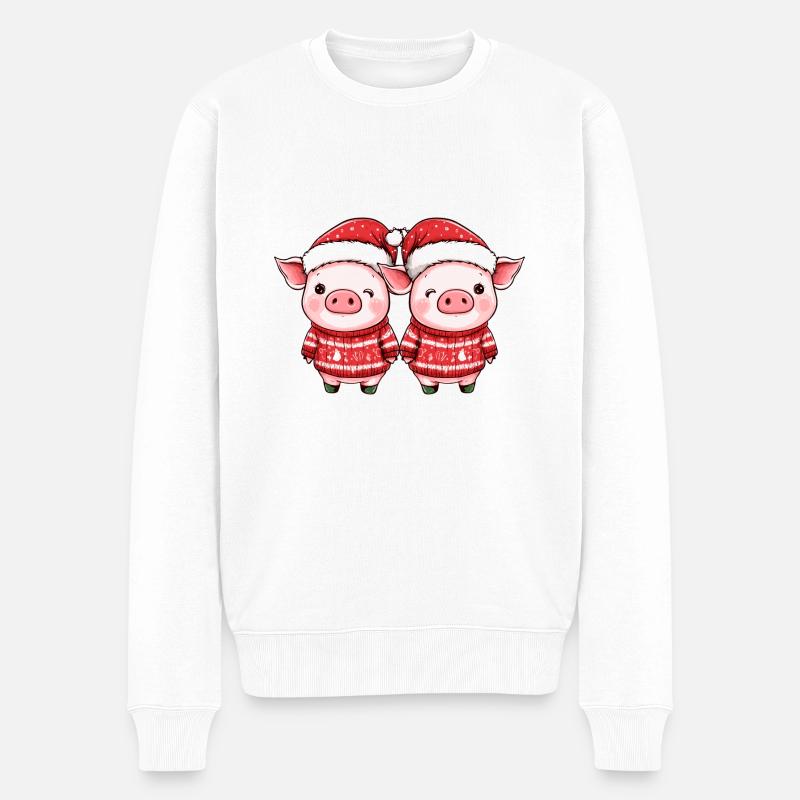 Équipe de Noël du cochon - Pull Premium bio Homme - blanc