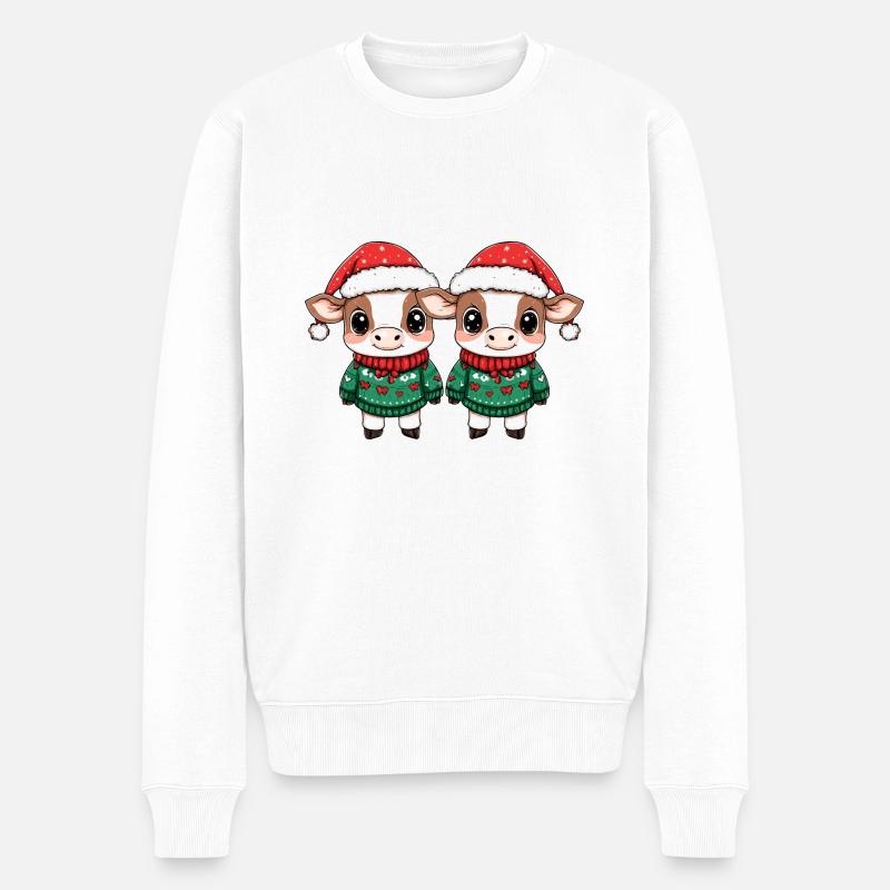Kuh Weihnachten Team - Männer Premium Bio Pullover - Weiß