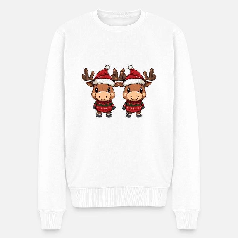 Elch Weihnachten Team - Männer Premium Bio Pullover - Weiß