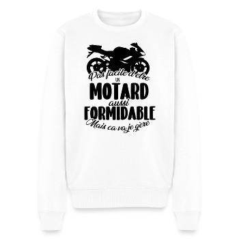 Es ist nicht einfach, so ein großartiger Biker zu sein... - Männer Premium Bio Pullover - Weiß - Vorne - Thijin (182cm)