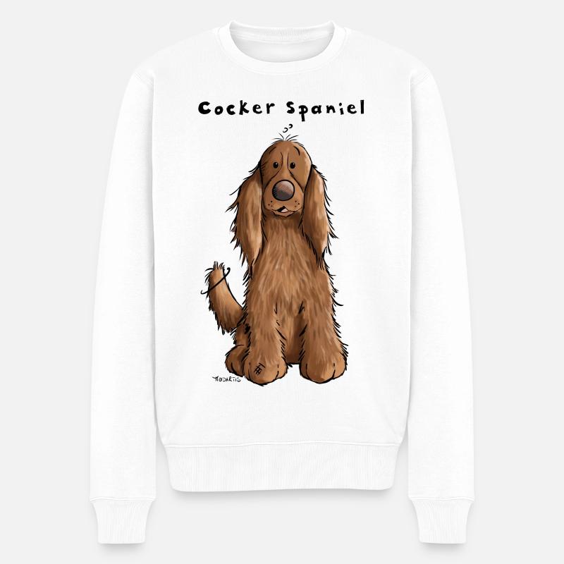 Drôle Cocker Spaniel - Pull Premium bio Homme - blanc