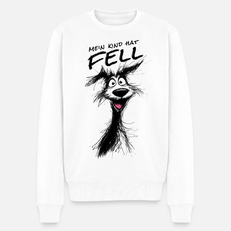 Mein Kind hat Fell – Skizzenhund Cartoon - Männer Premium Bio Pullover - Weiß
