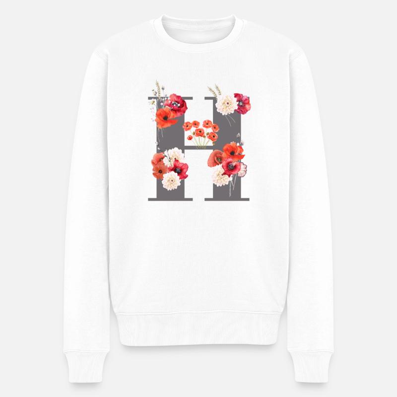 H aus Blüten - Männer Premium Bio Pullover - Weiß