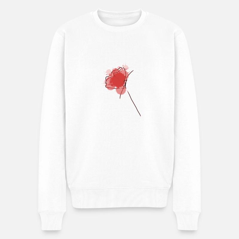 RedRose - Männer Premium Bio Pullover - Weiß