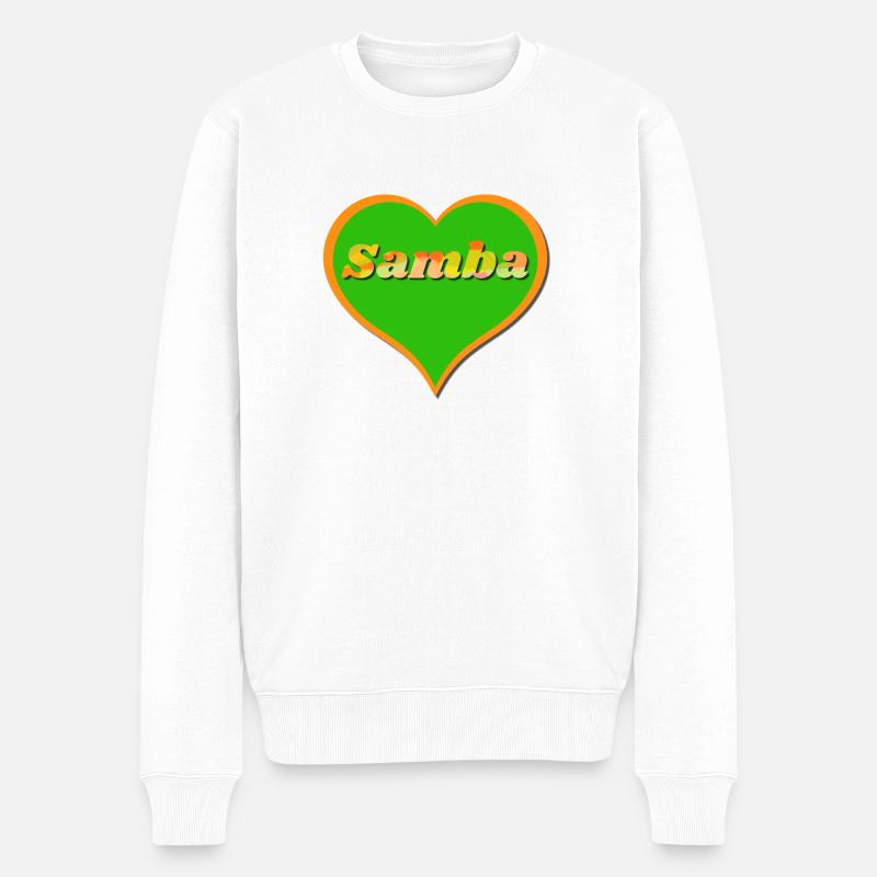 Samba Herz - Männer Premium Bio Pullover - Weiß