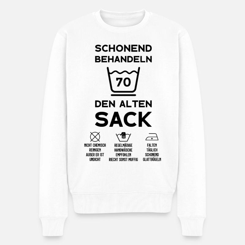 70. GEBURTSTAG HERREN 70 JAHRE SCHONEND BEHANDELN - Männer Premium Bio Pullover - Weiß