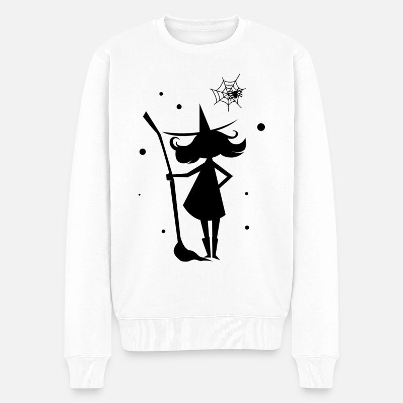 Hexe Zauber Hexenbesen Magie - Männer Premium Bio Pullover - Weiß