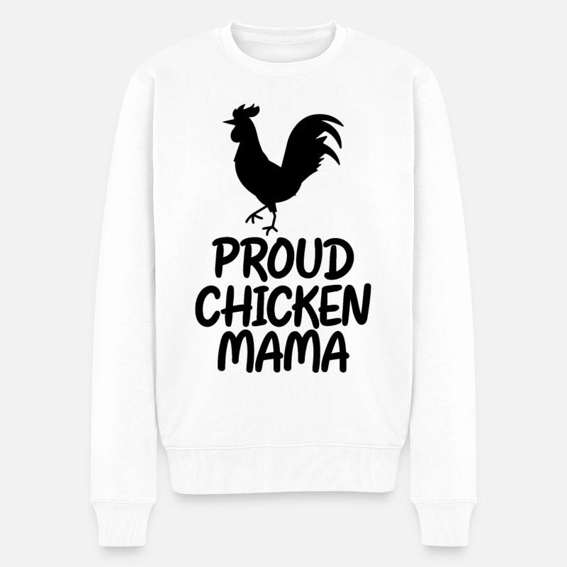 Stolze Hühner Mama - Männer Premium Bio Pullover - Weiß
