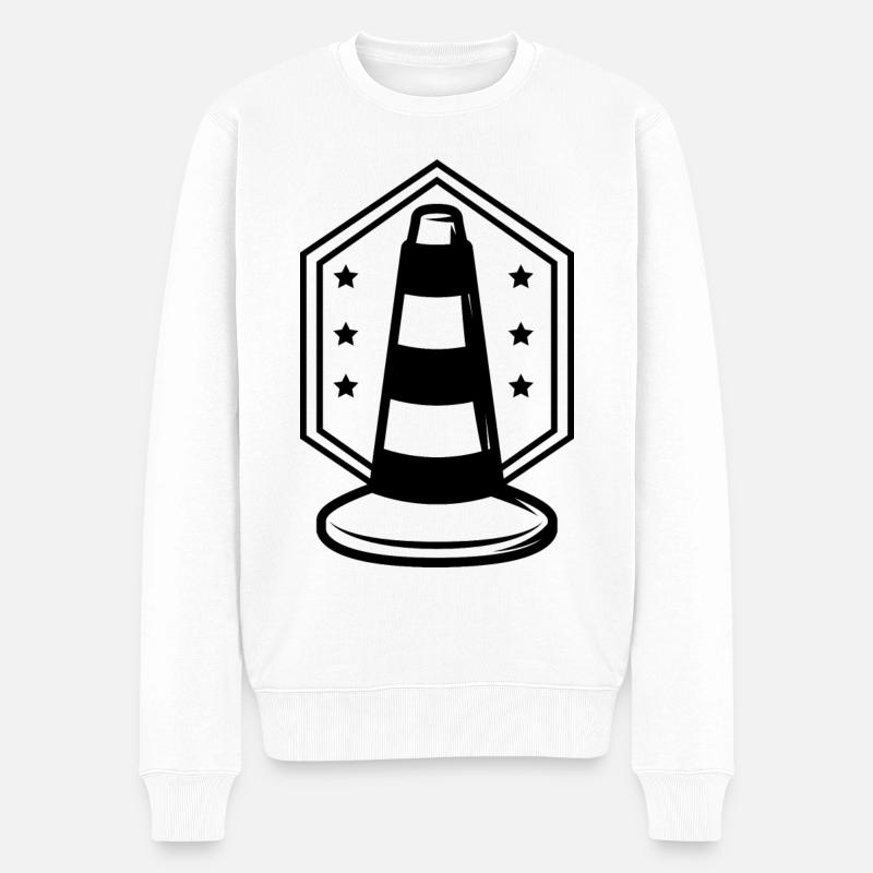 Baustelle - Baustellenpylon - Männer Premium Bio Pullover - Weiß