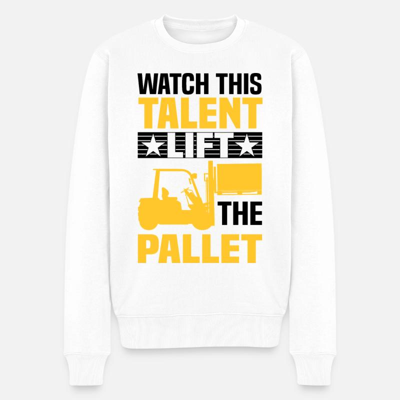 Gabelstaplerfahrer - Männer Premium Bio Pullover - Weiß