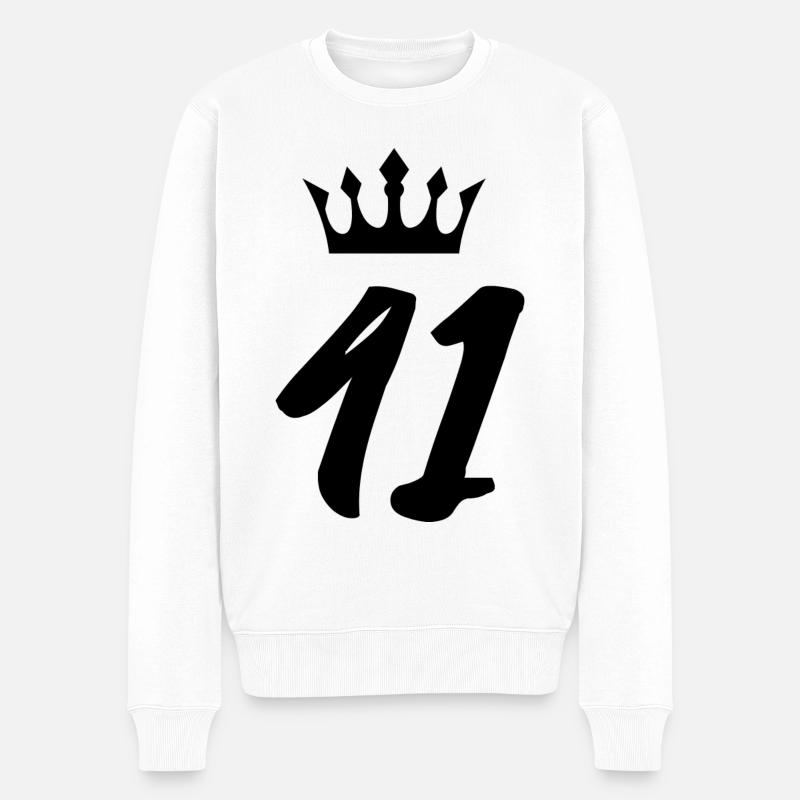 41 Couronne numérique - Pull Premium bio Homme - blanc