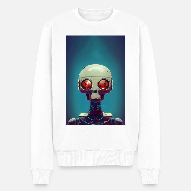 Roboter 02 - Männer Premium Bio Pullover - Weiß