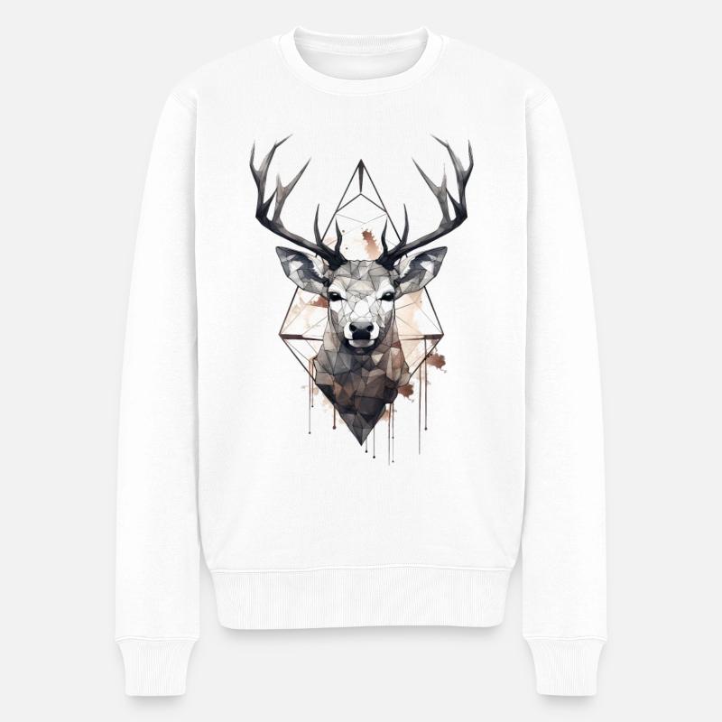 Cerf géométrique - Pull Premium bio Homme - blanc