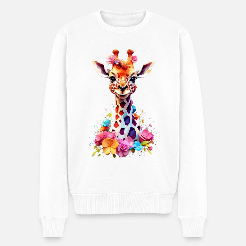 Giraffe V1 24 02 - Männer Premium Bio Pullover - Weiß